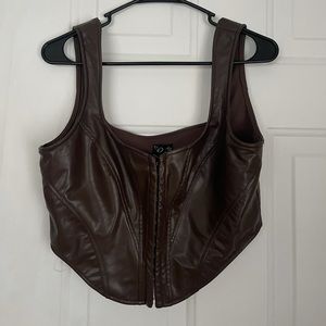 Brown leather corset